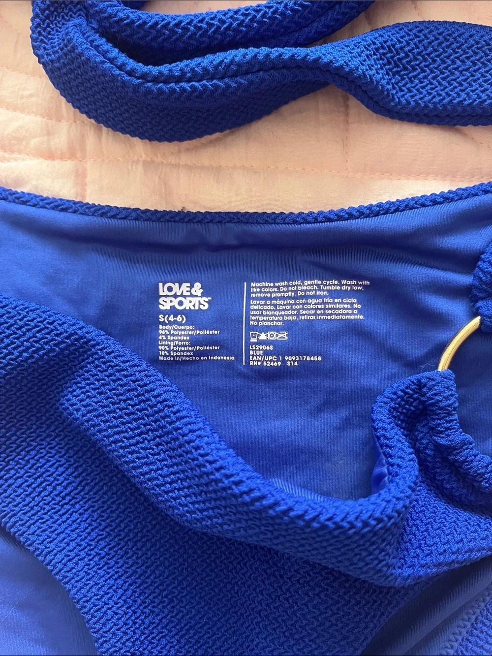 Textured Royal Blue Two-Piece Bikini Set - Picture 2 of 3